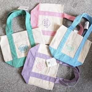 Trader Joe's Pastel Canvas Tote Bags Set Of 4